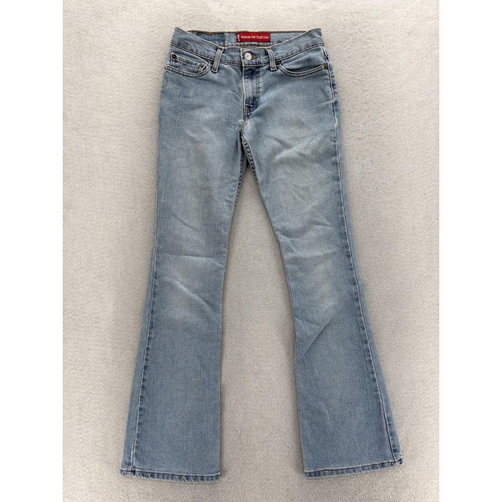 Levis 518 Superlow Bootcut Jeans Juniors 1 Blue Stretch Low Rise Slim Y2K VTG
